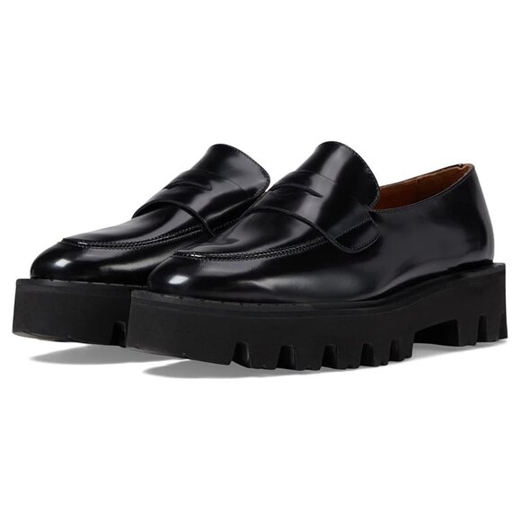 $500 AQUATALIA Alexi Platform Loafers SLIP ON PLATFORM LEATHER BLACK 11 (MG8) - Picture 1 of 7
